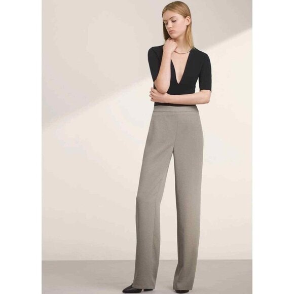 Babaton Size 6 Brett Straight High Rise Trouser Pants Beige Relaxed Fit
